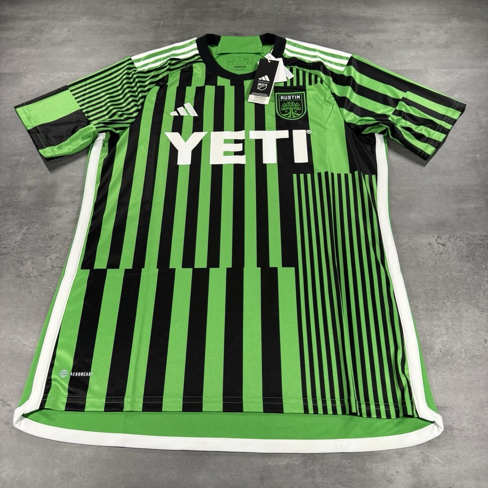 Adidas Austin FC Soccer Jersey Men L Slim Fit Kit Green FC Home Authentic MLS